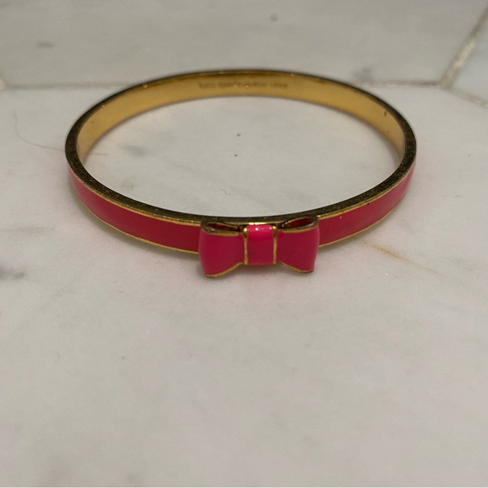 KATE SPADE- Hot Pink Enamel Bow Bangle Bracelet